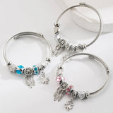 Trendy Hollow Clover Heart Titanium Bracelet_Cwmm8569