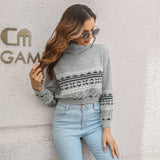 Vintage Jacquard Cutout Turtleneck Sweater