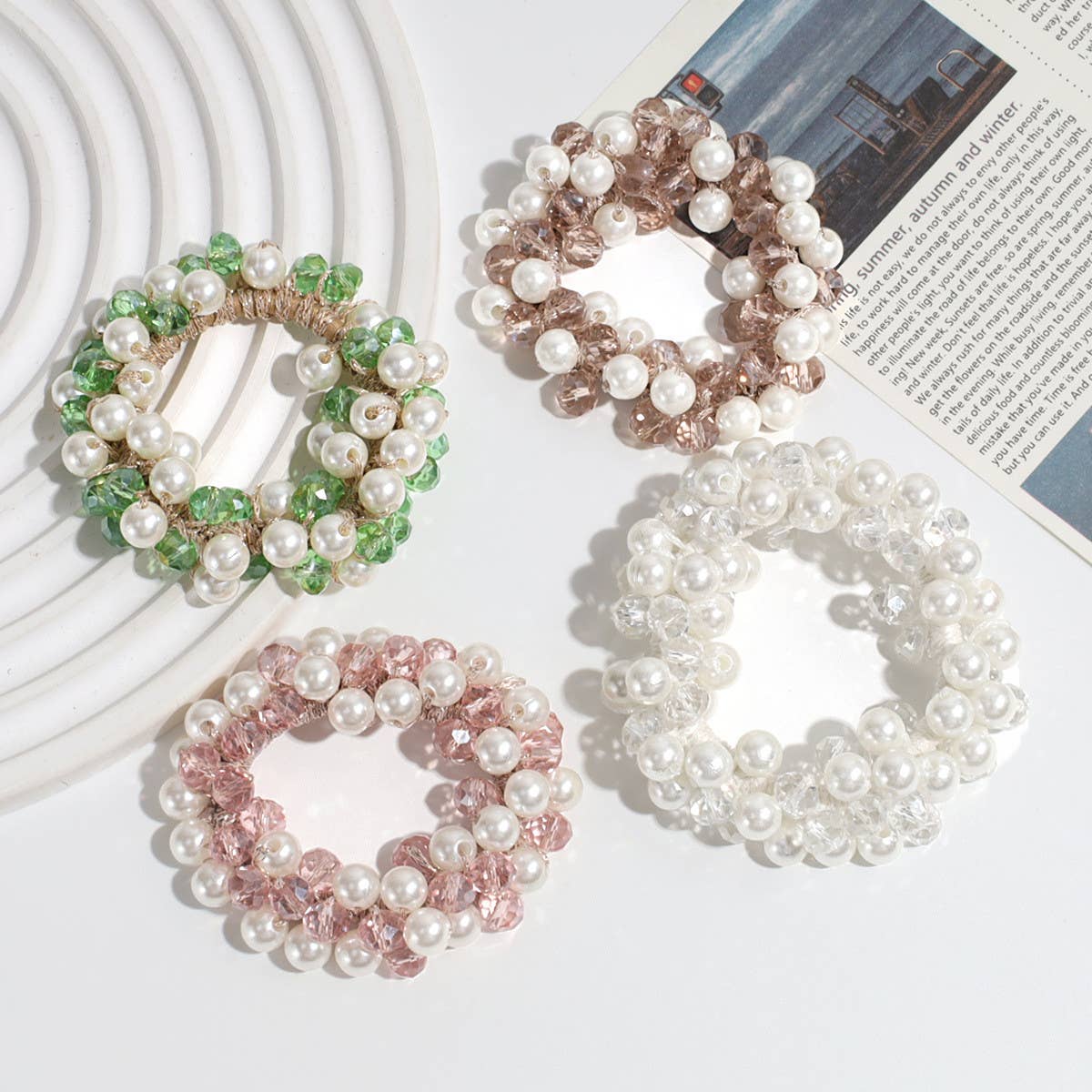 SIMPLE IMITATION PEARL CRYSTAL HAIR ROPE_CWAHA2202