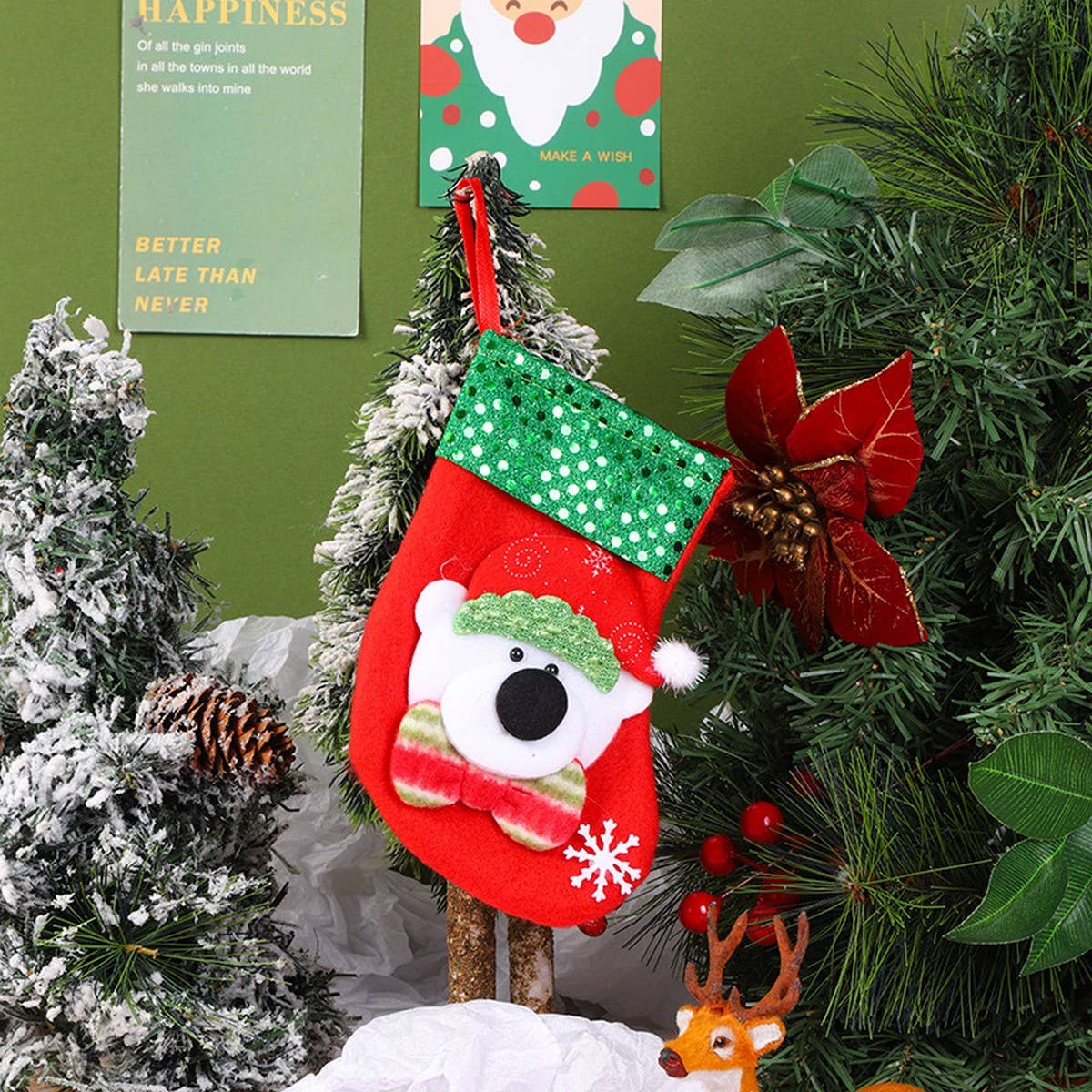 SEQUINED 3D SANTA CLAUS CHRISTMAS STOCKINGS_CWMS1421