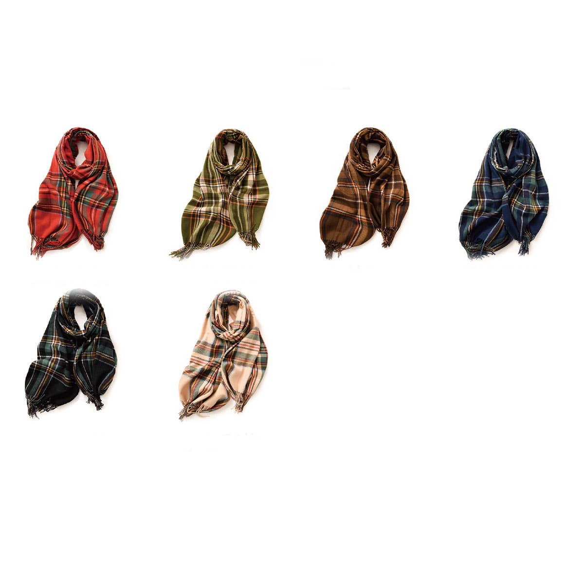 PLAID WINTER SCARF FOR WOMEN WITH TASSELS WARM_CWASC0186