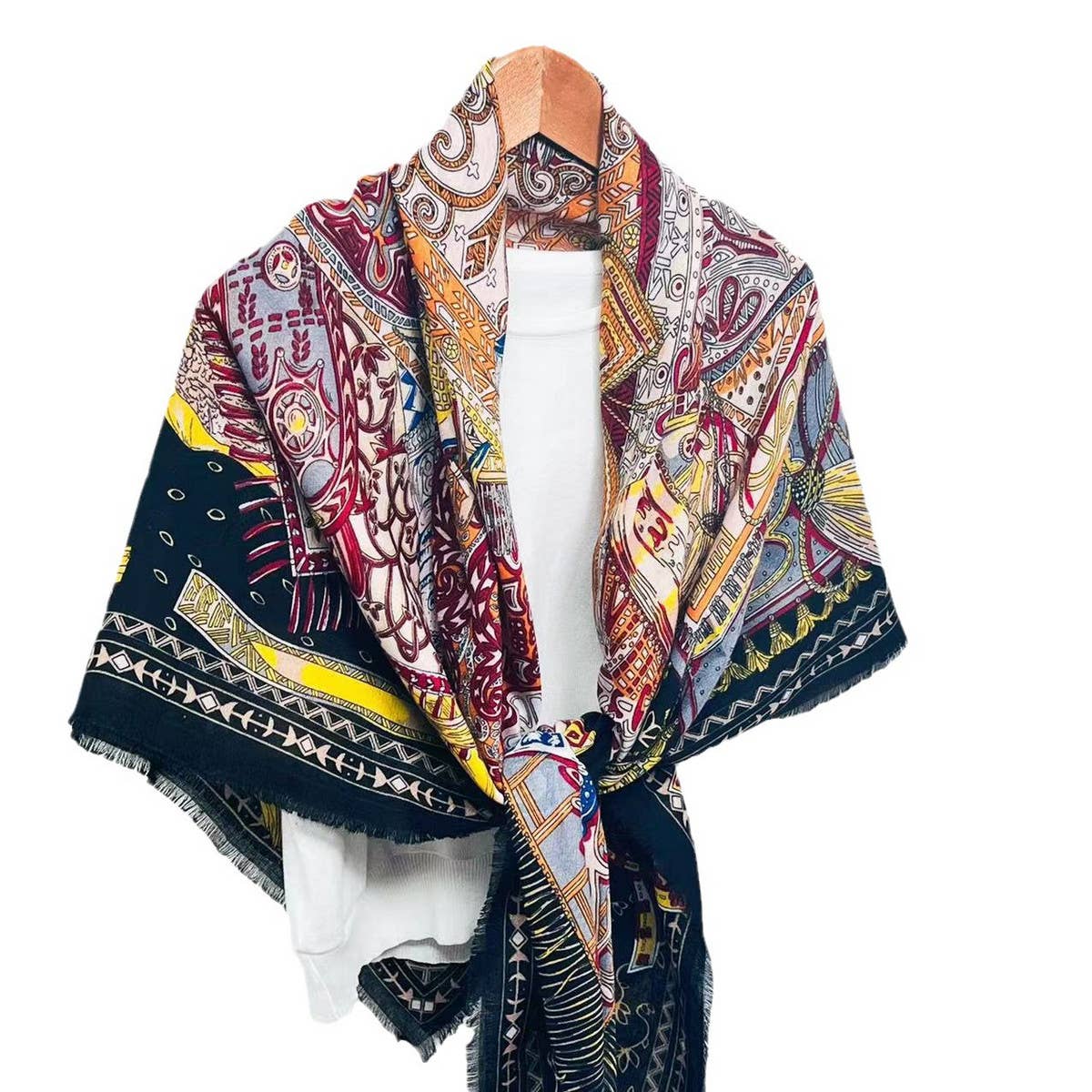 GEOMETRIC COMMUTER SCARF LARGE LIGHTWEIGHT WRAP_CWASC0911