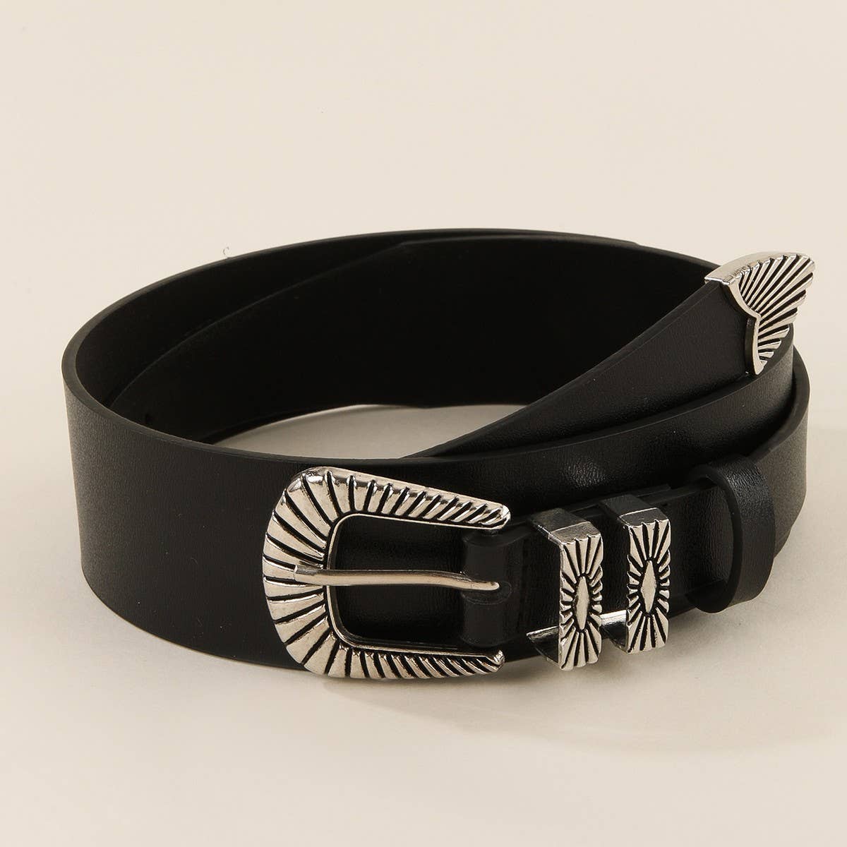 ALL MATCH DECORATIVE RETRO NICHE BLACK TPE BELT_CWMM3946