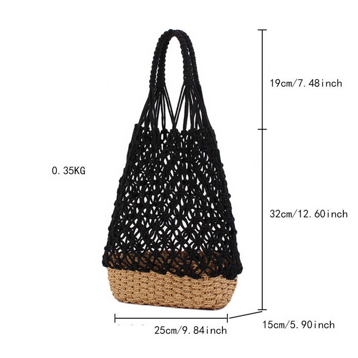 TASSEL HOLLOW COTTON ROPE HAND WOVEN BAG_CWAB4690
