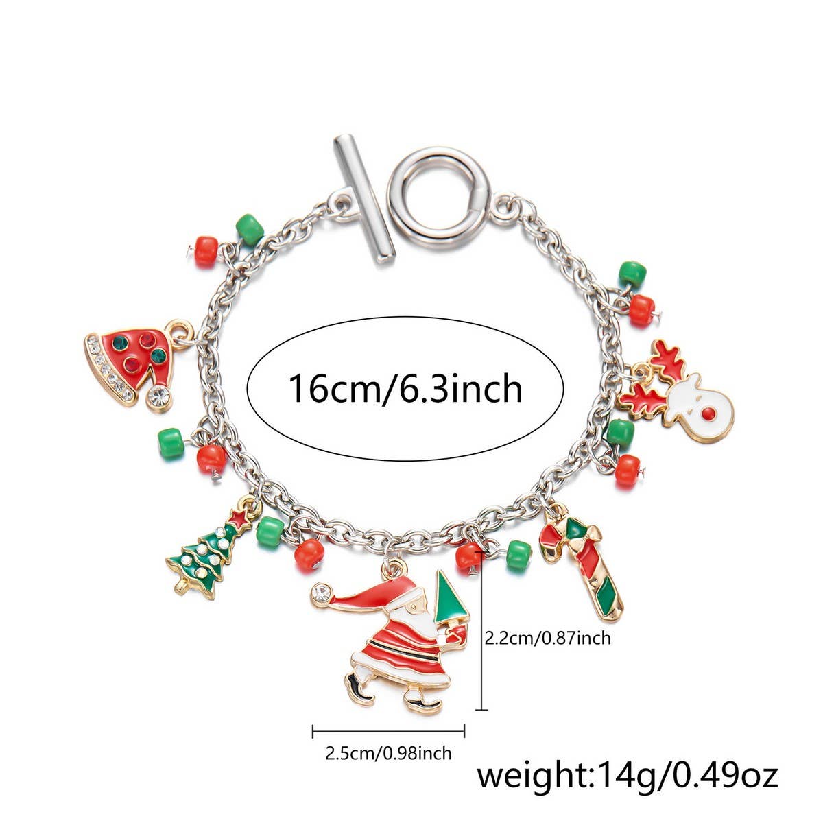 Cwaje2512_Santa Claus Rice Bead Pendant Bracelet