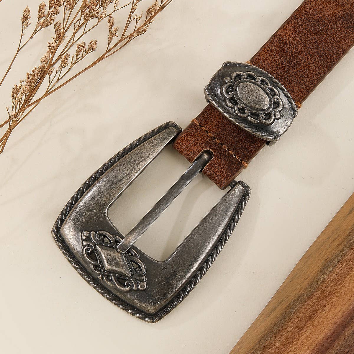 DENIM STYLE HAND WOVEN STRING PUNK STYLE RIVET BELT_CWMM3958