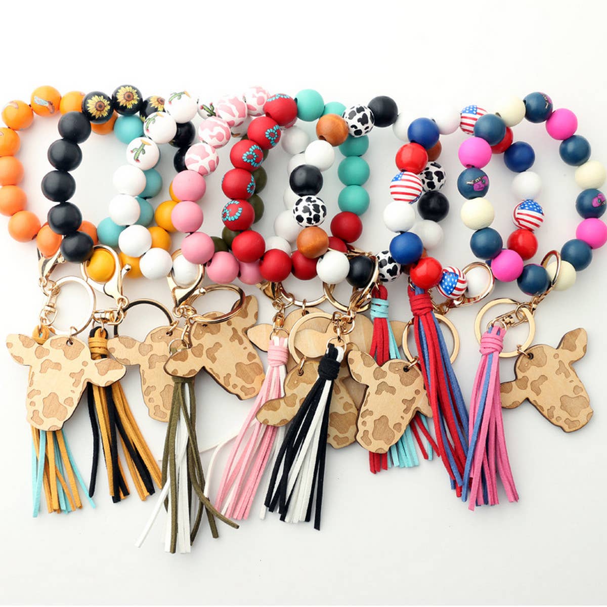 Western New Tassel Bracelet Bull Head Keychain_Cwmm1285