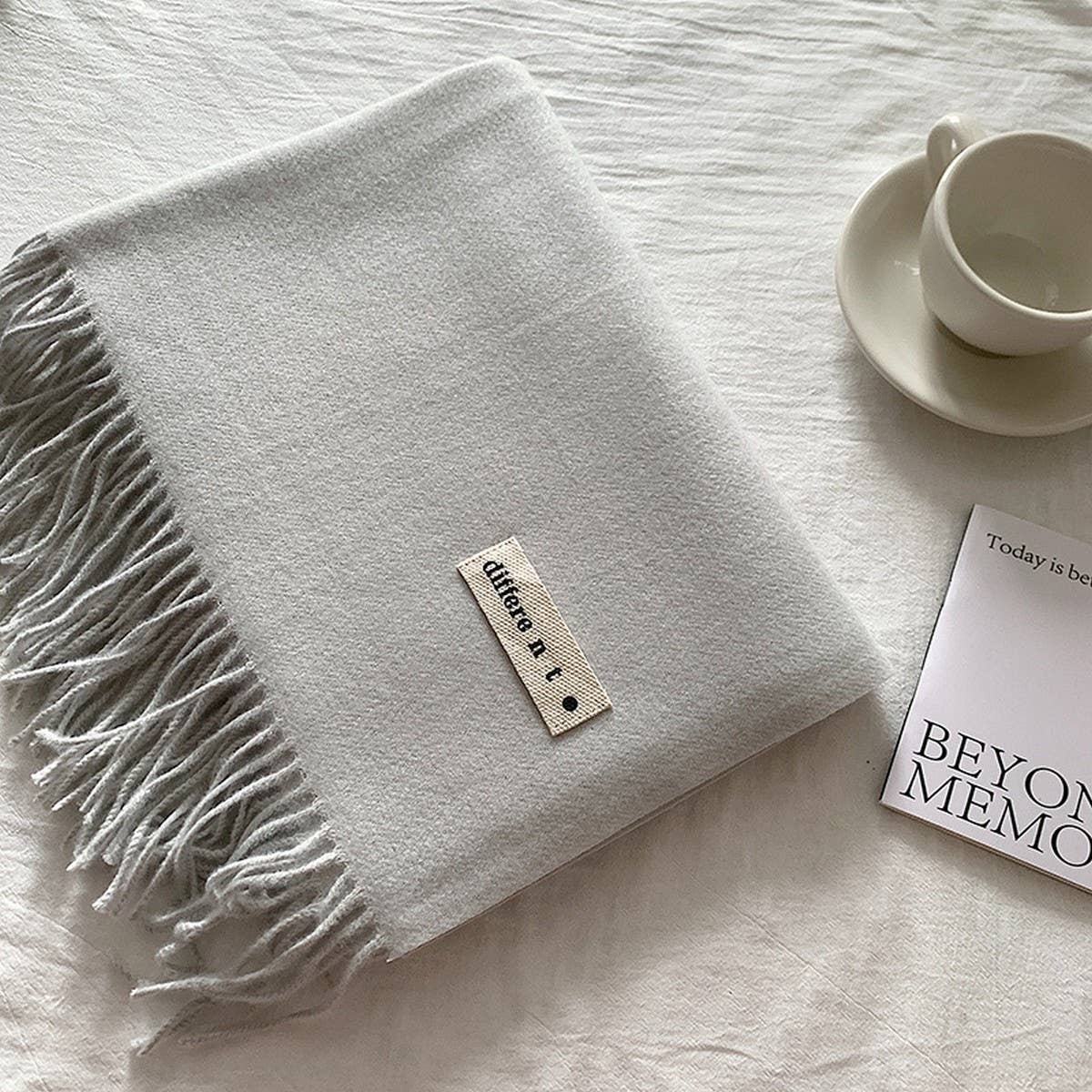 COLORBLOCK TASSEL SCARF THICK WRAP FOR STUDENTS_CWASC2281