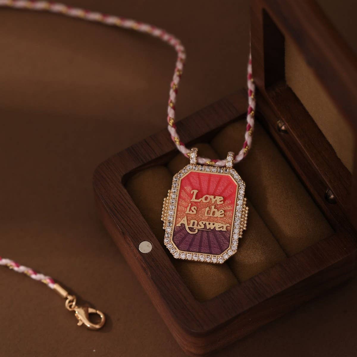 COLORFUL BRAIDED ZIRCONIA PENDANT NECKLACE_CWMM3893