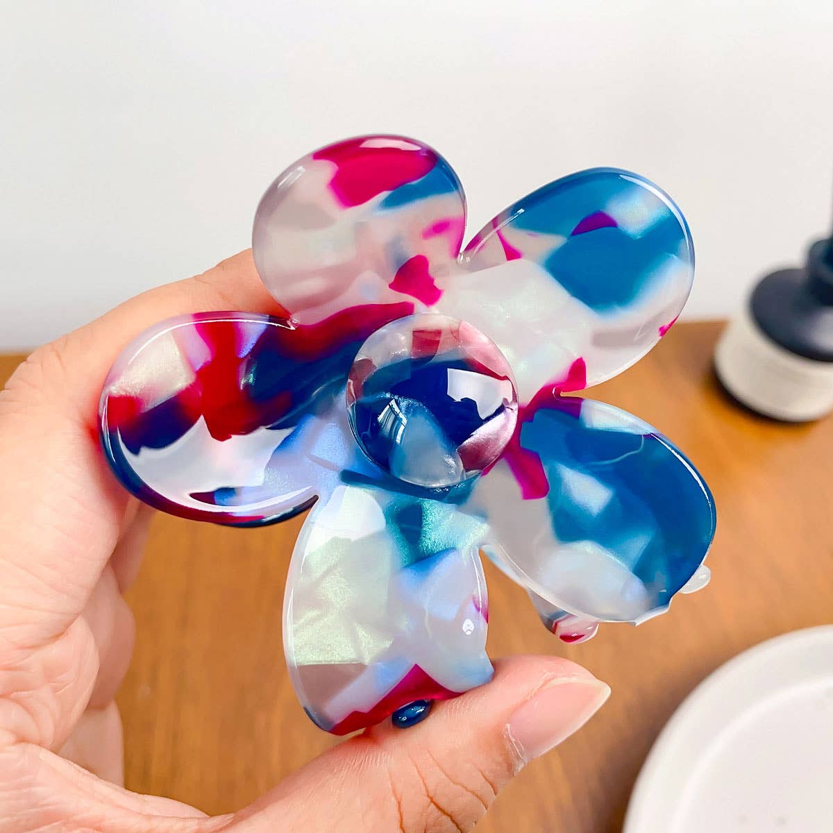 Vintage Tortoiseshell Flower Hair Claw Clip Large_Cwaha0389