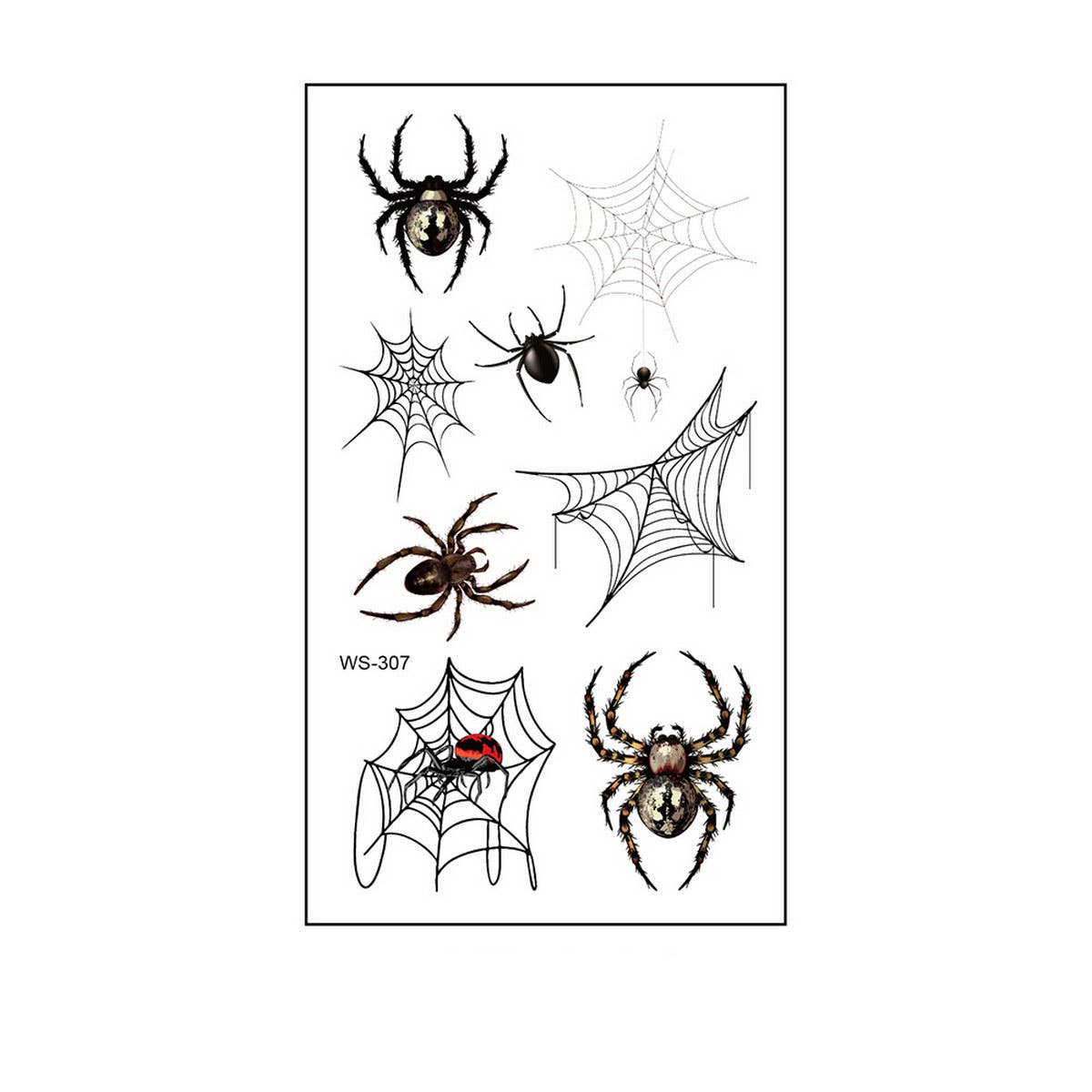 Waterproof 3D Spider Web Tattoos For Halloween_Cwmm8257