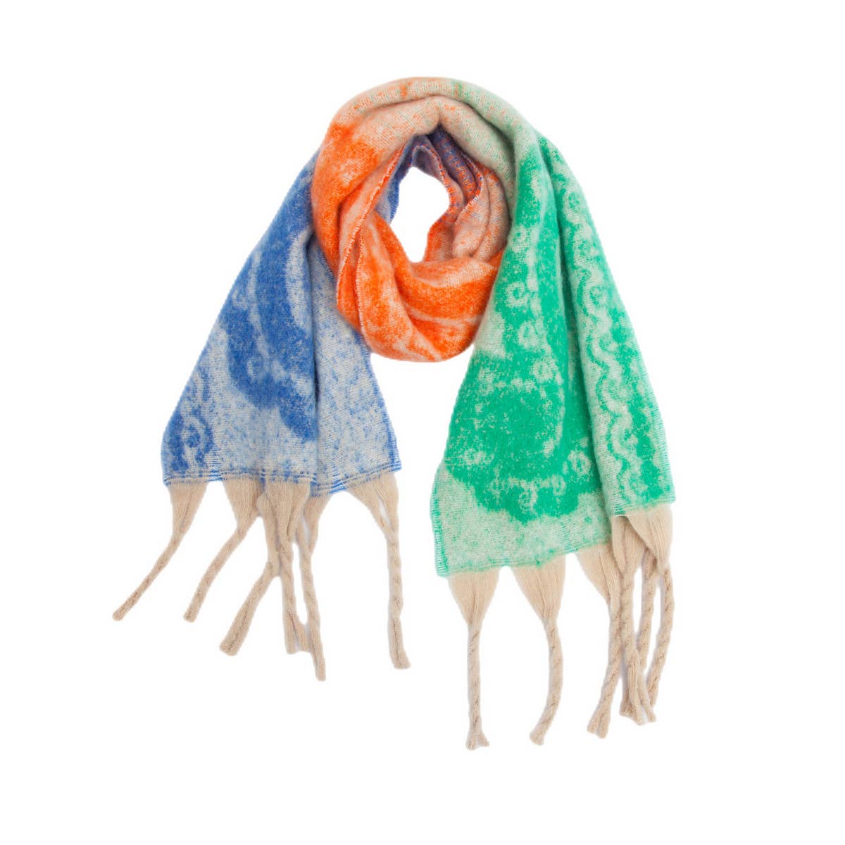 PAISLEY JACQUARD SCARF THICK FRINGE WINTER SHAWL_CWASC0857