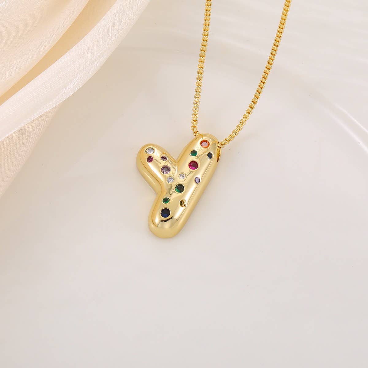 CREATIVE GLOSSY COLORFUL LETTER PENDANT NECKLACE_CWMM5877