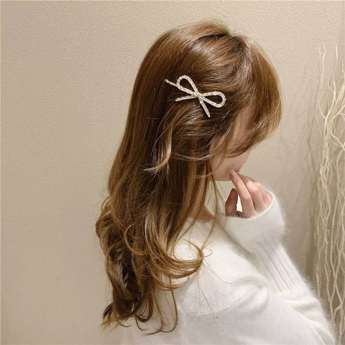 RHINESTONE BOW HAIR PIN FOR GIRLS OR LADIES_CWAHA4782