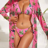 FLORAL PRINT COVER UP BIKINI 3PCS SET SWIMSUIT_CWMW0317