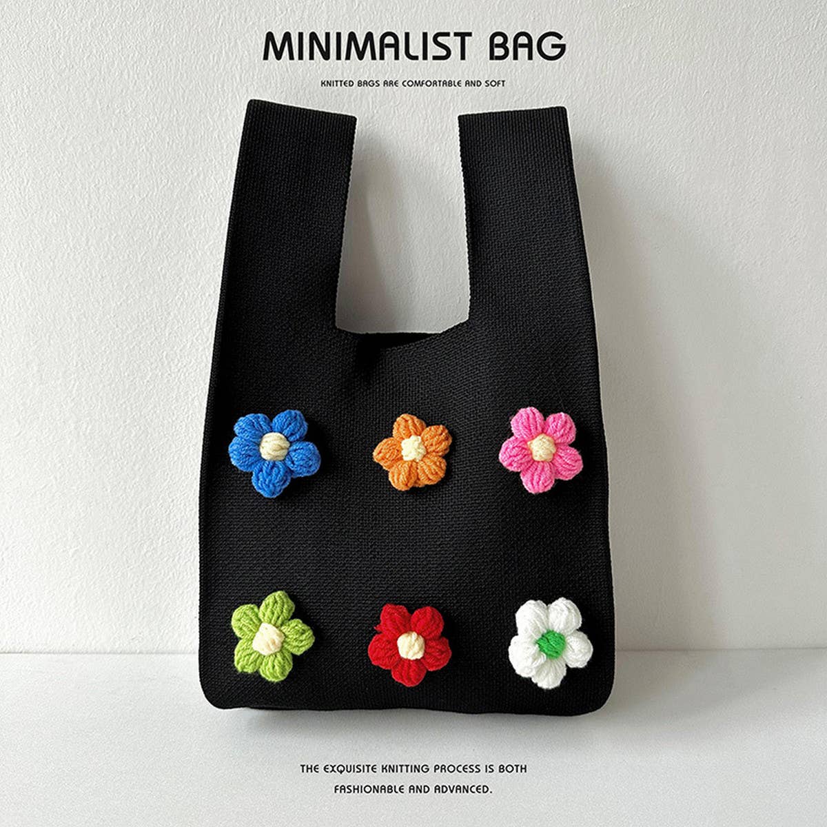 CUTE COLORFUL FLOWER KNITTED SHOULDER BAG HANDBAG_CWAB1505