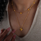 HEART SHAPED DOUBLE LAYER TITANIUM STEEL NECKLACE_CWAJE1084