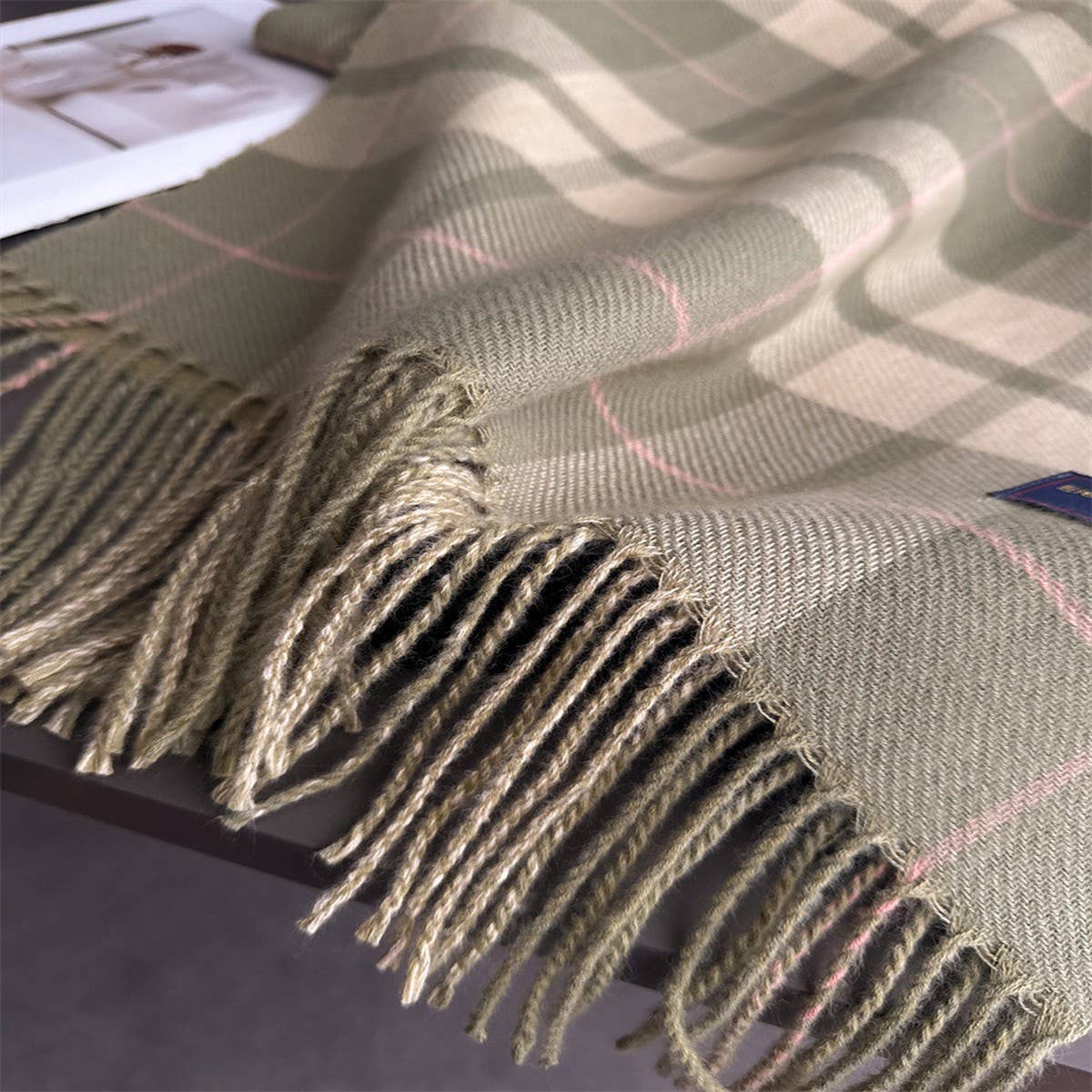 Fresh Plaid Cashmere Feel Tassel Scarf Wrap_Cwasc03245