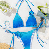 GRADIENT BIKINI SET SEXY 3D FLOWER SWIMSUIT_CWMW0715