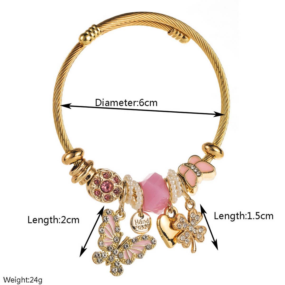 ADJUSTABLE STEEL BRACELET WITH BUTTERFLY CLOVER_CWMM8600