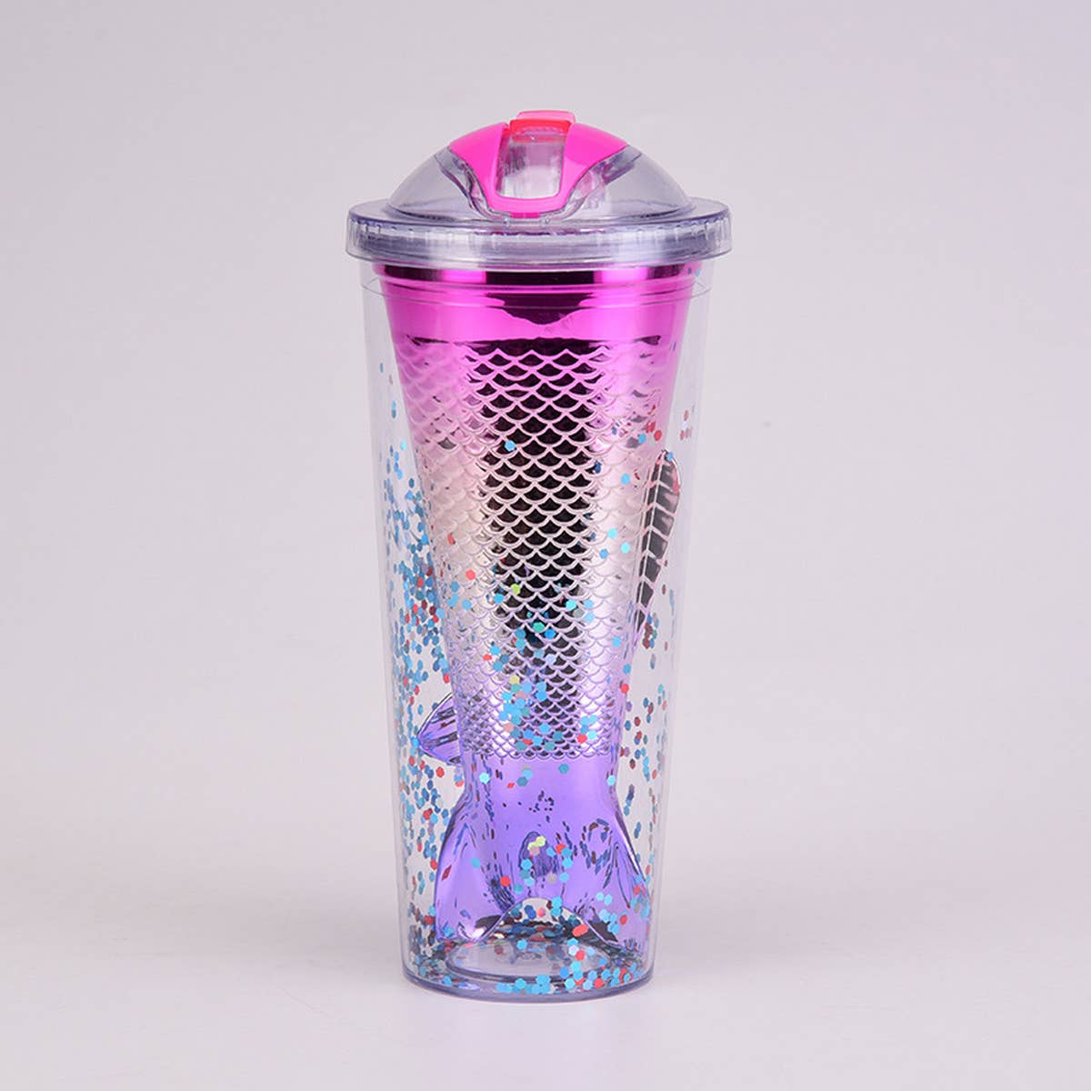 DOUBLE LAYER GRADIENT MERMAID TAIL WATER CUP_CWMM0985
