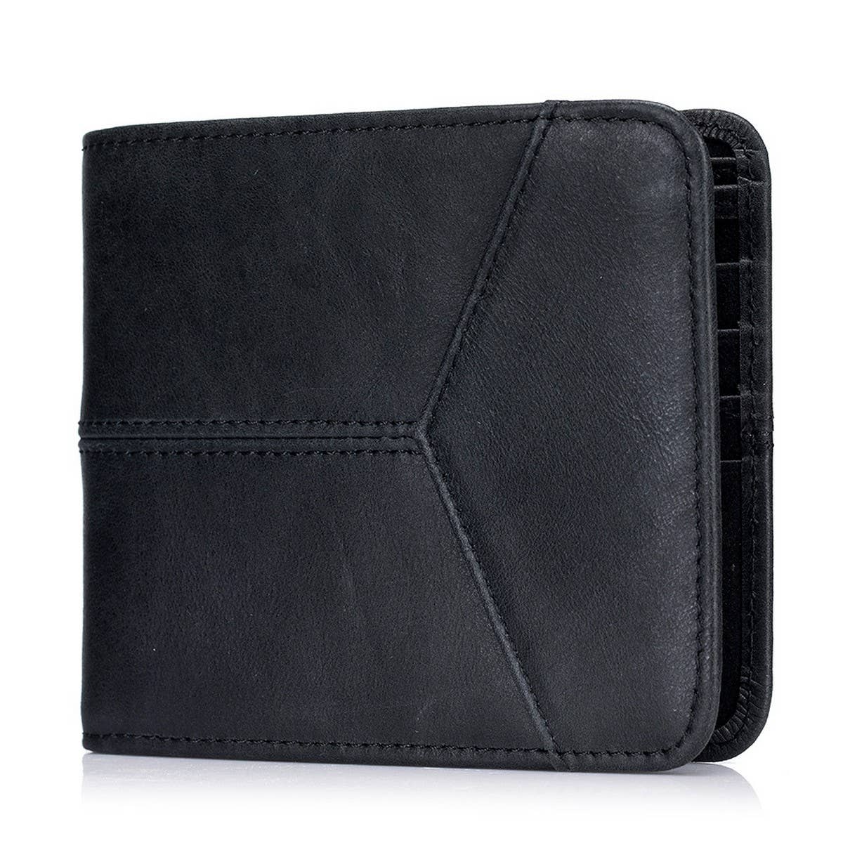 ANTI THEFT BRUSHED COWHIDE SHORT LEATHER WALLET_CWAB3788
