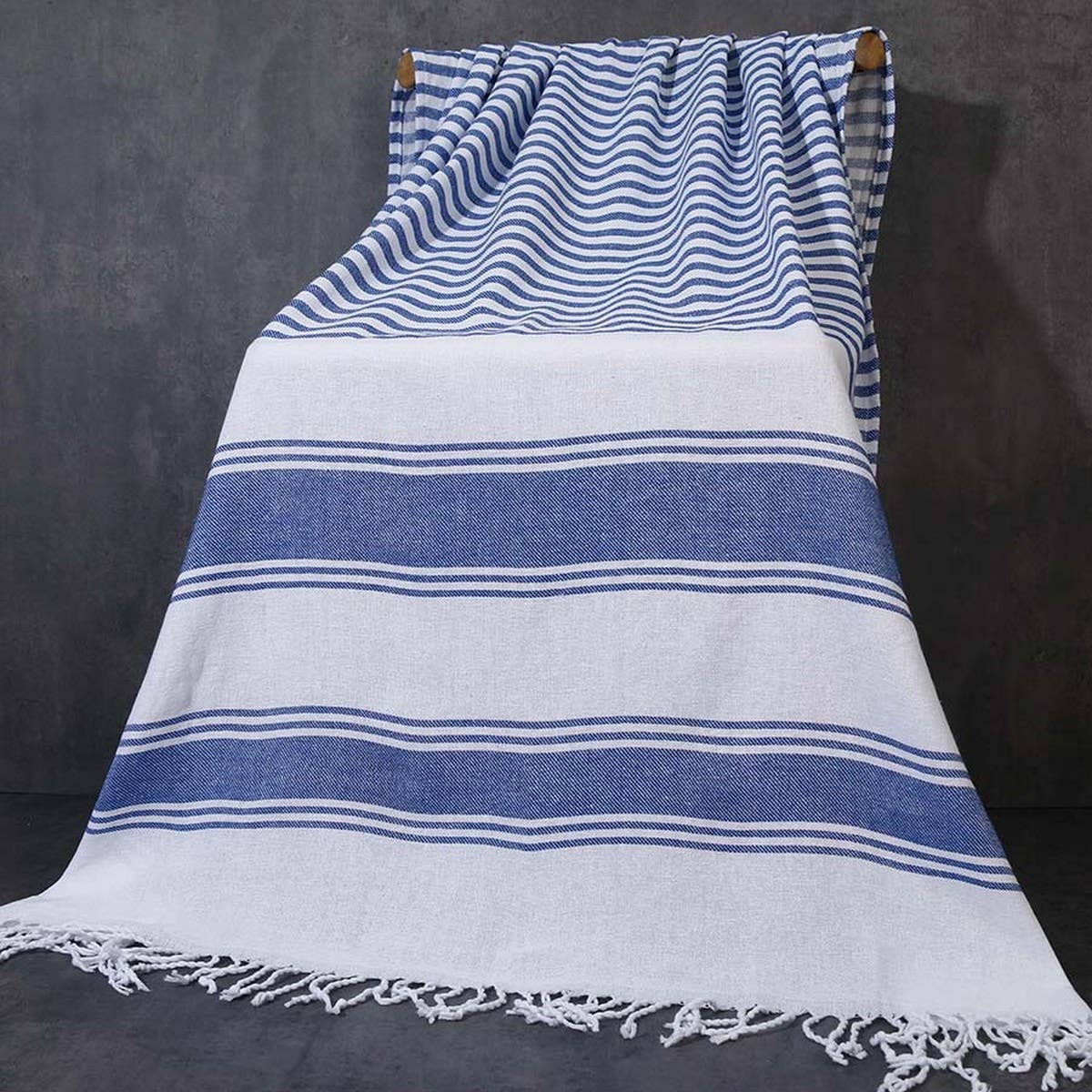 STRIPED COTTON TOWEL WITH TASSELS BEACH BATH USE_CWMM7667