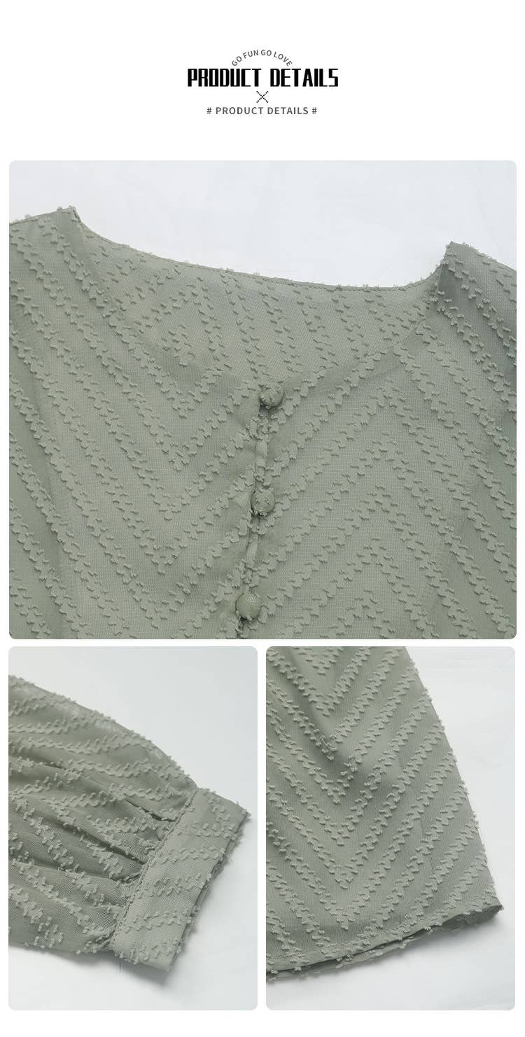 Solid Color Long Sleeve Jacquard Shirt