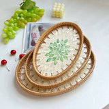 RATTAN OVAL FRUIT TEA SHELL TRAY STORAGE BASKET_CWMM4499