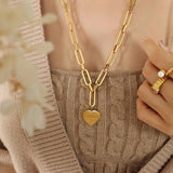 Valentines Day Heart-Shaped Gold-Plated Necklace