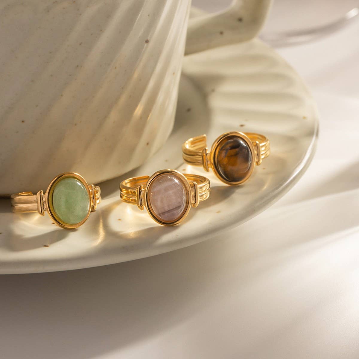 INLAID NATURALSTONE STAINLESS STEEL OPEN RINGS_CWAJE1229