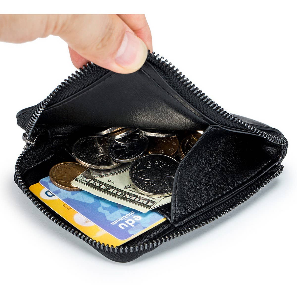 SHORT LEATHER SHORT RETRO ZIPPER ULTRATHIN CARD BAG_CWAB3874