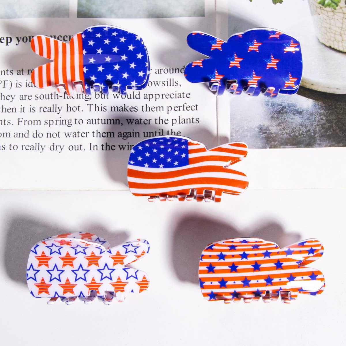Usa Flag Hair Claw, Creative Patriotic Back Clip_Cwaha1265