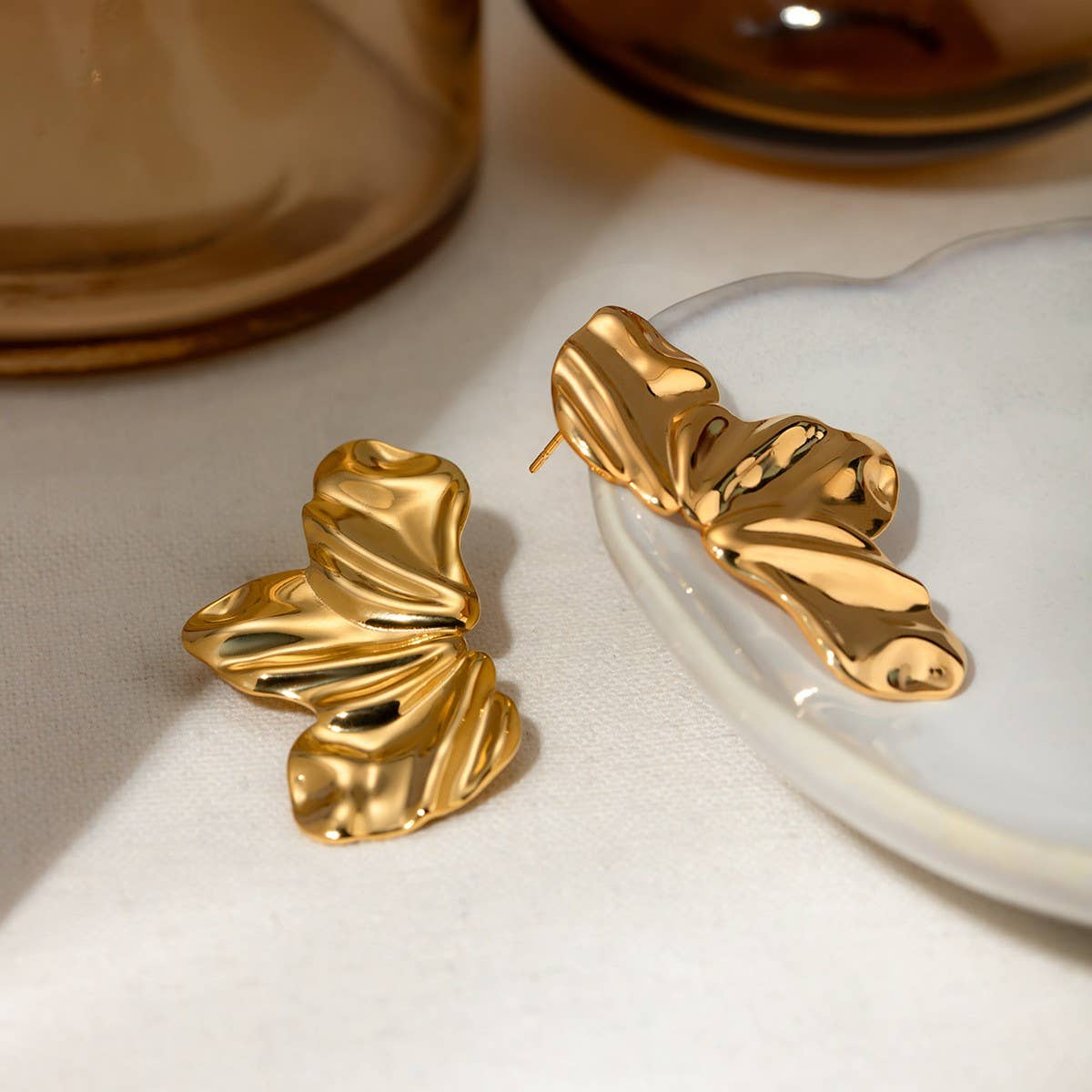 18K GOLD STAINLESS STEEL GOLDEN PETAL EARRINGS_CWMM2345