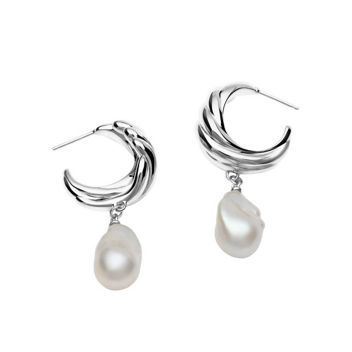 MINIMALIST IRREGULAR PEARL EARRINGS 18K GOLD STEEL_CWAJE5024