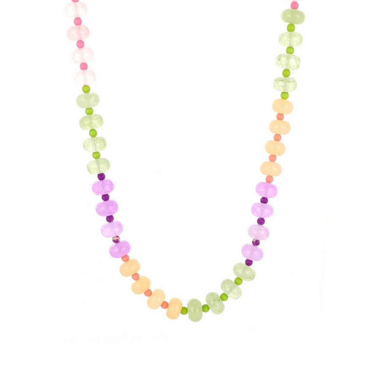 PINK GREEN NATURAL STONE BEADED NECKLACE_CWMM8839