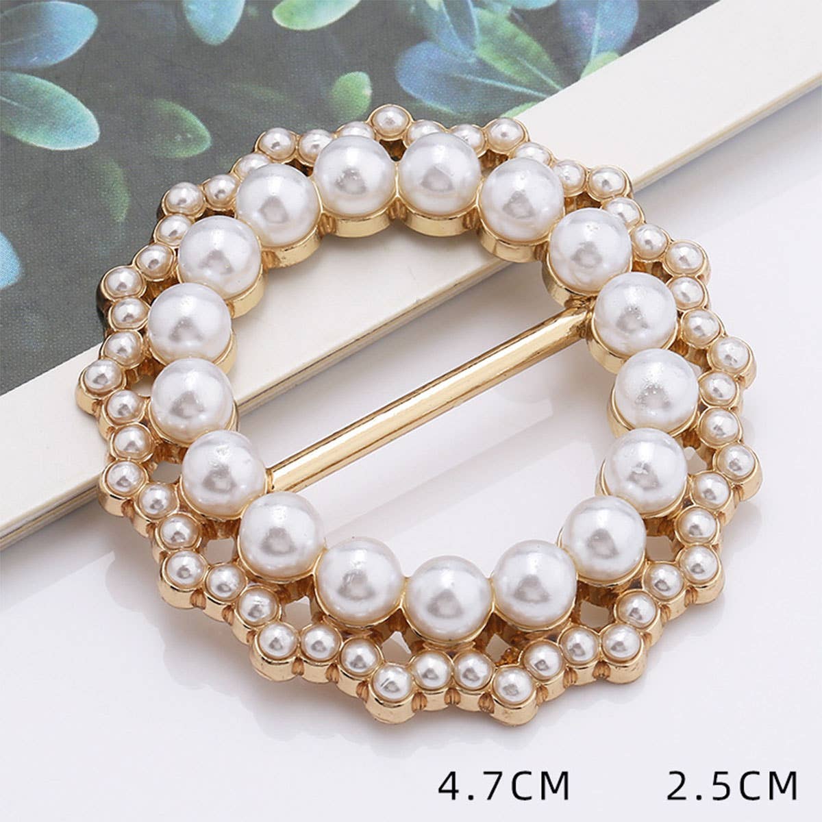 METAL PEARL WITH DIAMOND SCARF RING WITH LUSTER_CWMM2147