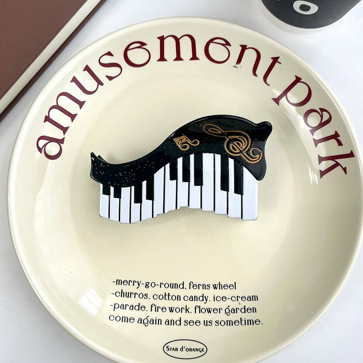 MUSIC NOTE HAIR CLAW ACETATE PIANO SAX DESIGN_CWAHA5754