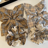Plaid Lace Scrunchie Retro Bun Hair Tie_Cwaha08210