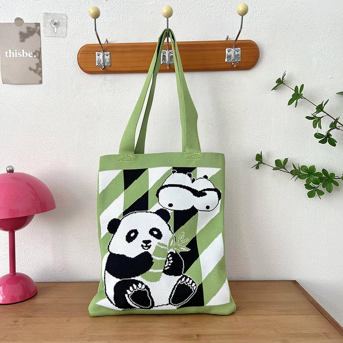 Casual New Style Panda Bag Knitted Handbag_Cwab3222