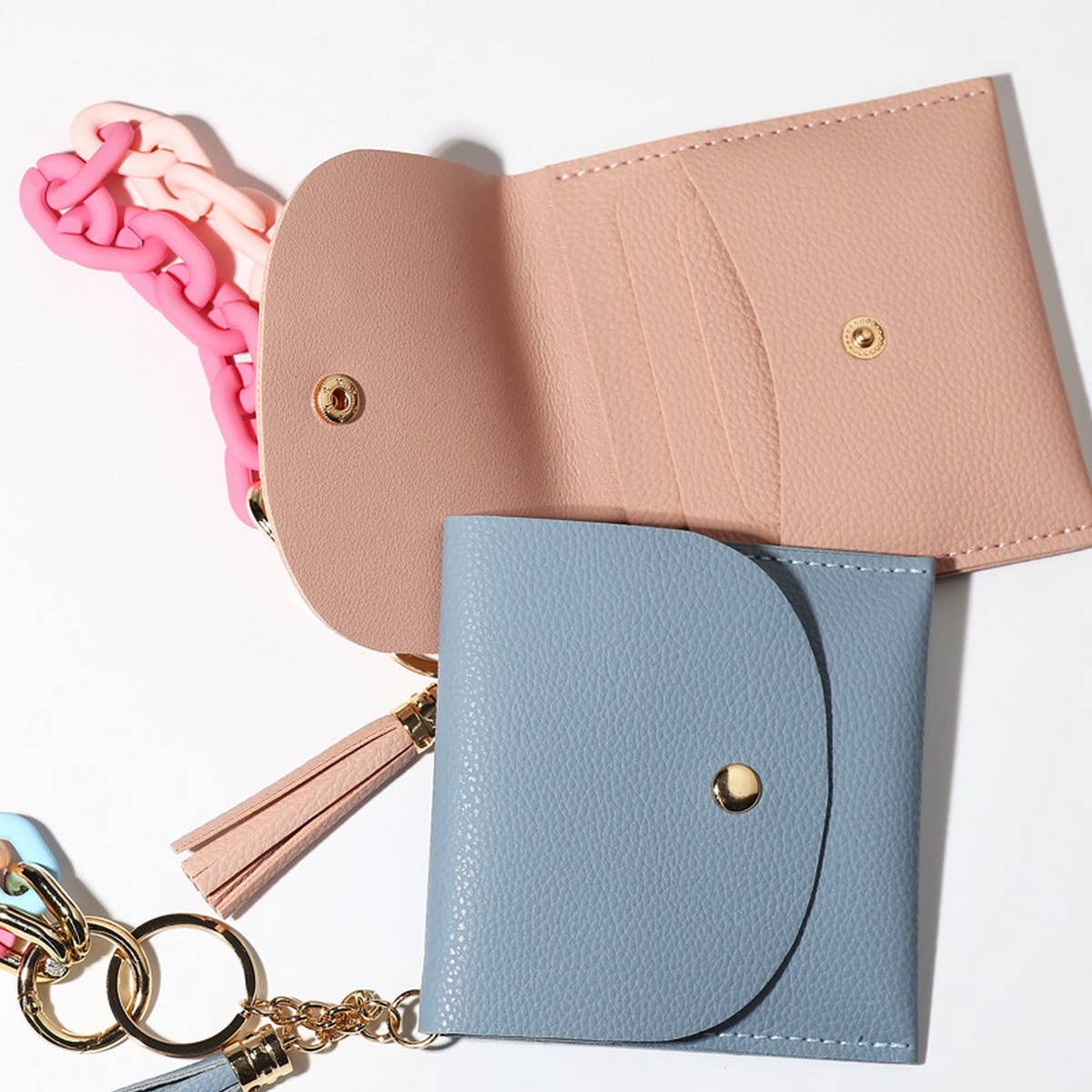 PRINTED GEOMETRIC PU WALLET WITH ACRYLIC KEYRING_CWAB4995