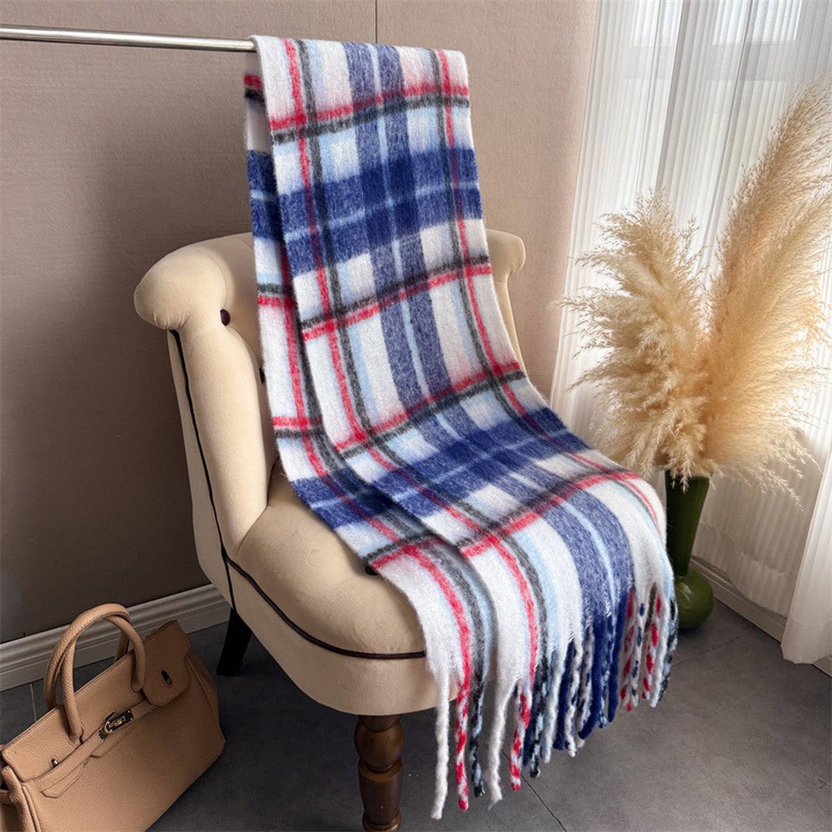 Rainbow Mohair Plaid Scarf Women Winter Wrap_Cwasc03465