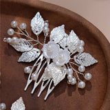 SILVER LEAF PIN BRIDAL HAIR ACCESSORIES_CWAHA2789