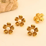 Vintage Style Pearl Titanium Steel Flower Earrings_Cwmm8912