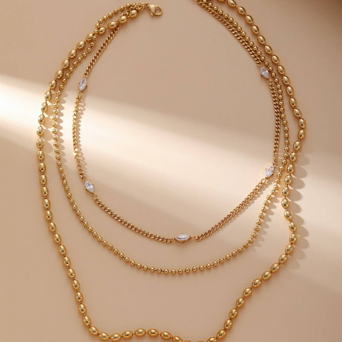 TEMPERAMENT ROUND CHAIN ZIRCON NECKLACE_CWMM3582