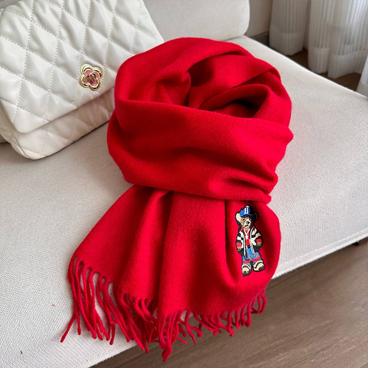 BRITISH PLAID BEAR SCARF UNISEX WINTER WARM WRAP_CWASC1496