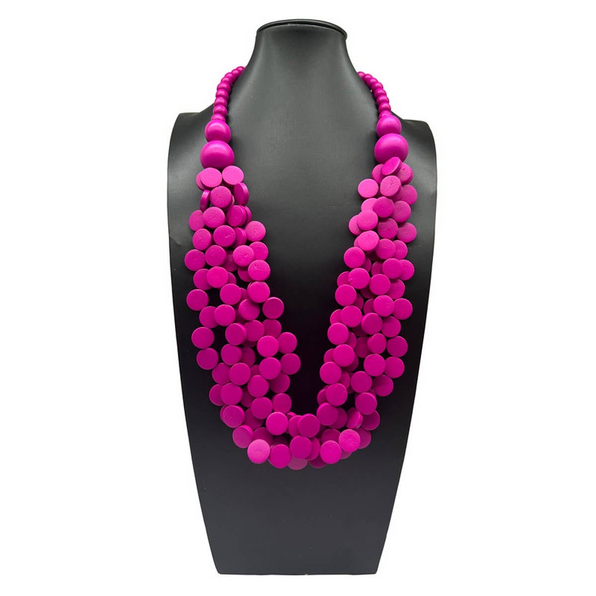 COLORFUL WOODEN BEADS MULTI LAYERED BEADED NECKLACE_CWMM4973