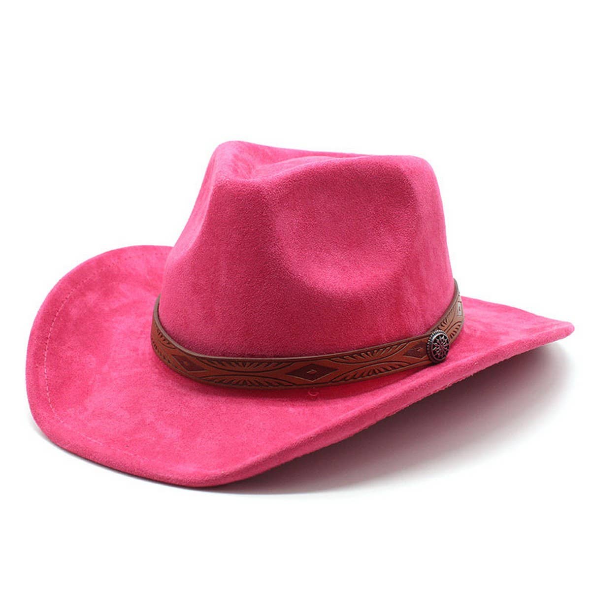 Unisex Rolled Brim Jazz Hat Simple Suede Ethnic Hat_Cwah2501