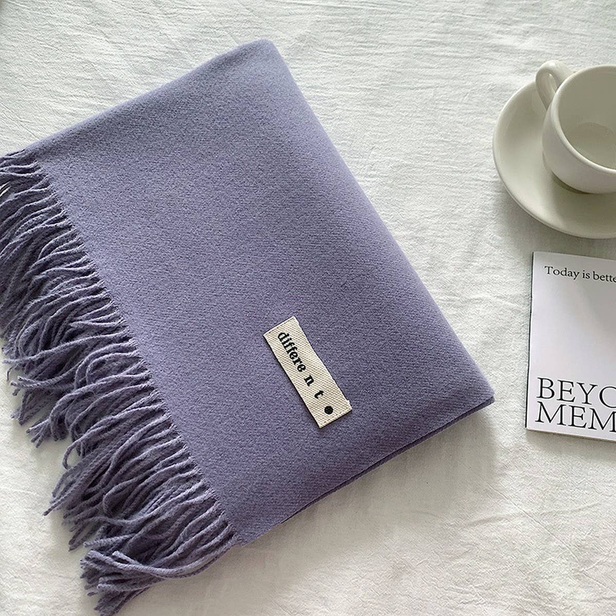 COLORBLOCK TASSEL SCARF THICK WRAP FOR STUDENTS_CWASC2281