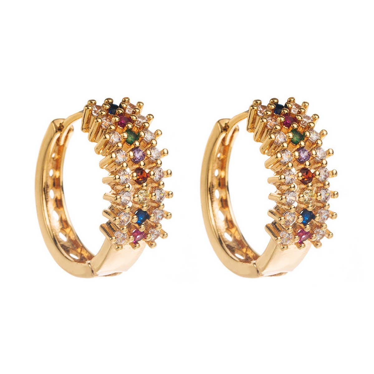 GOLD PLATED CZ HOOP EARRINGS WOMEN S CHIC STYLE_CWMM8519